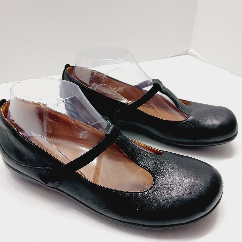 Shoes Flat Women Black Leather Strap Everyday Comfort Minimalist Office Size 7.5 - Picture 3 of 7